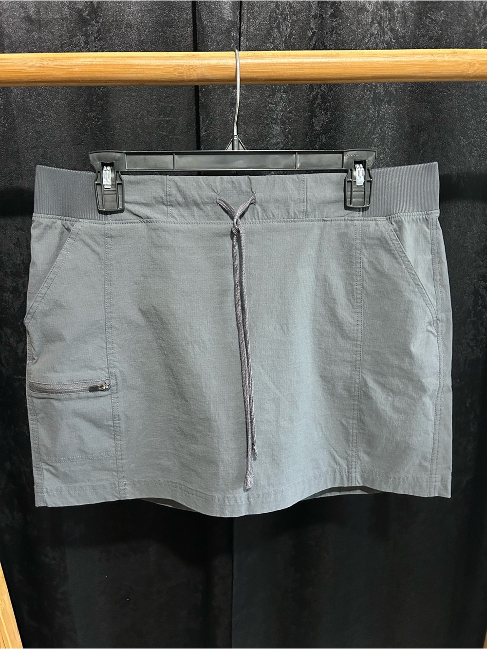 Eddie Bauer Gray Drawstring Mini Skirt